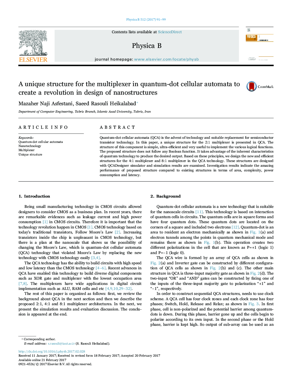 A unique structure for the multiplexer in quantum-dot cellular automata to create a revolution in design of nanostructures