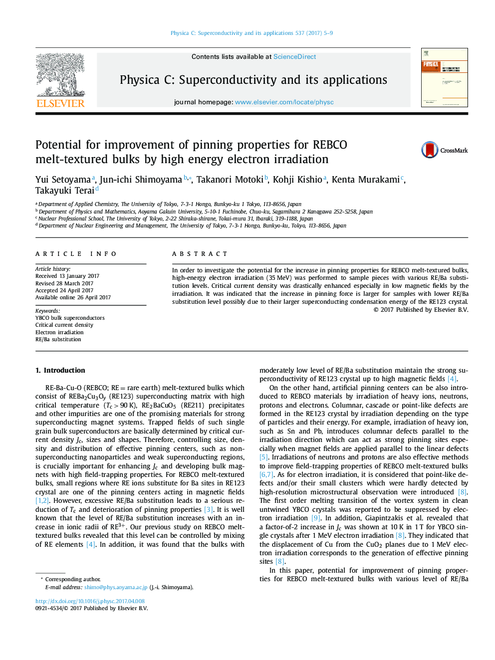 Potential for improvement of pinning properties for REBCO melt-textured bulks by high energy electron irradiation