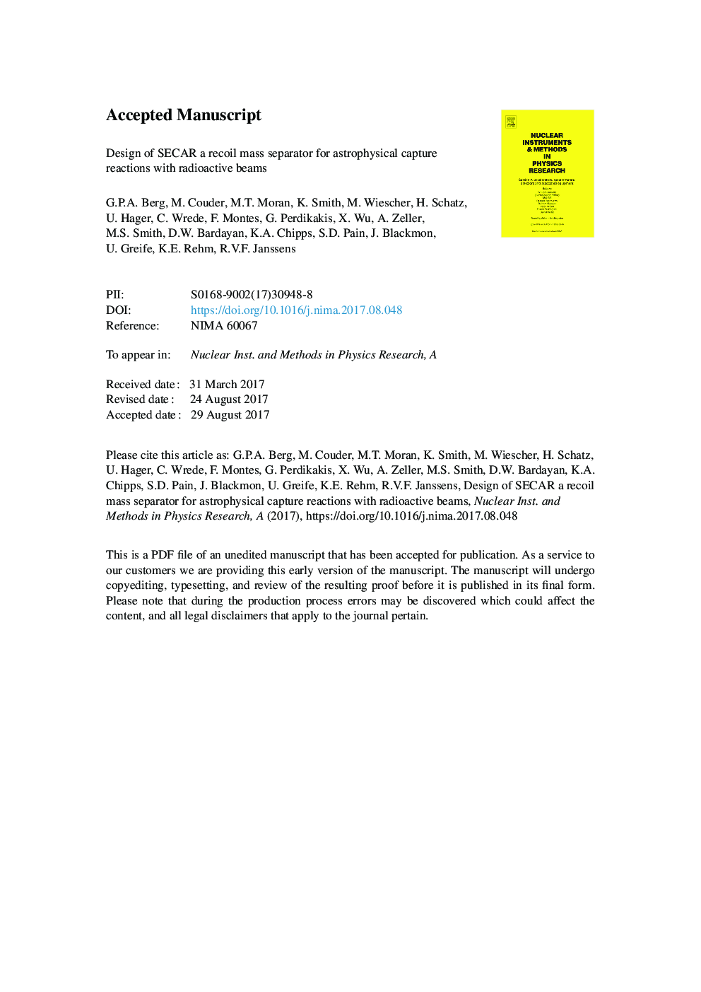 Design of SECAR a recoil mass separator for astrophysical capture reactions with radioactive beams