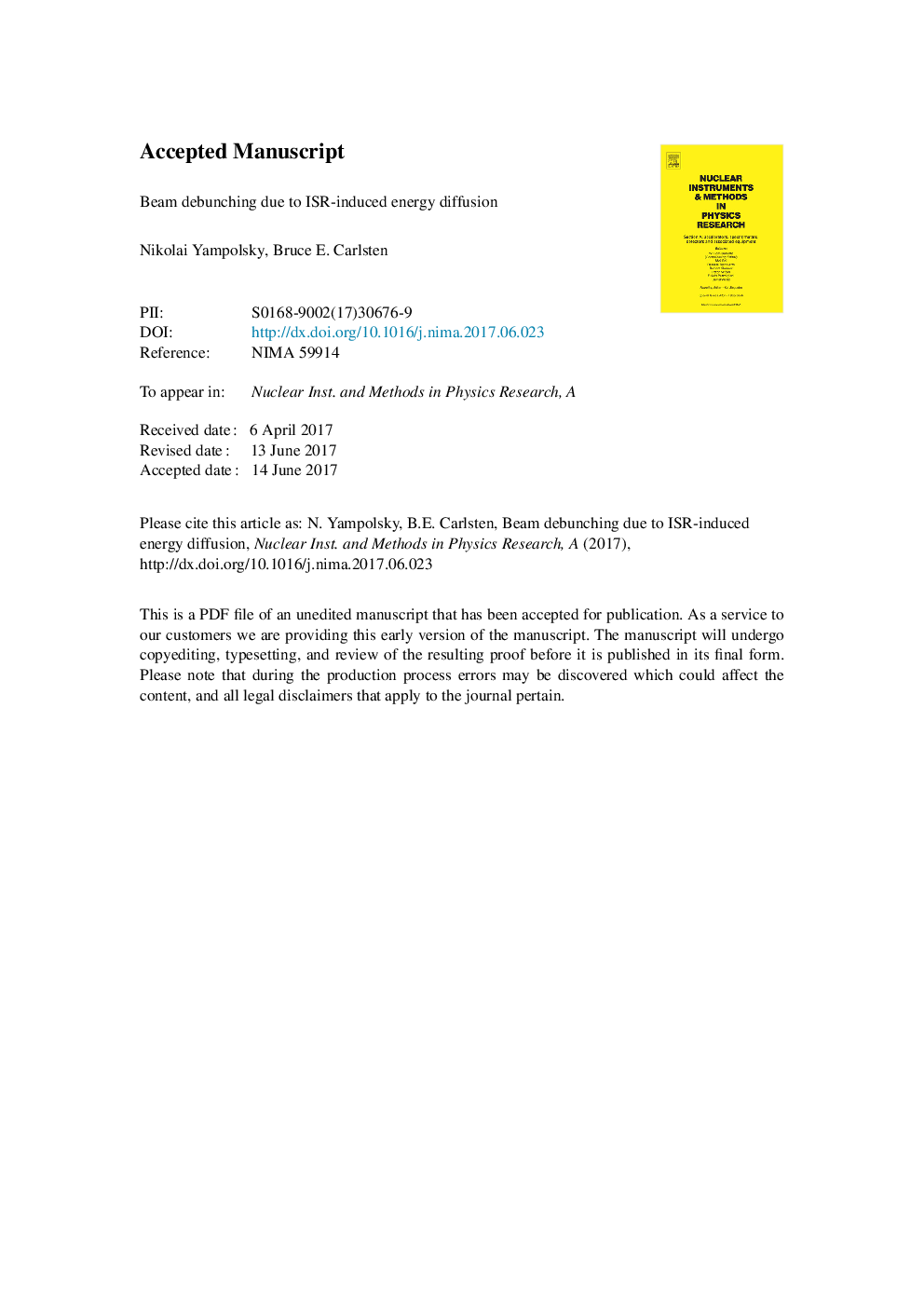 Beam debunching due to ISR-induced energy diffusion