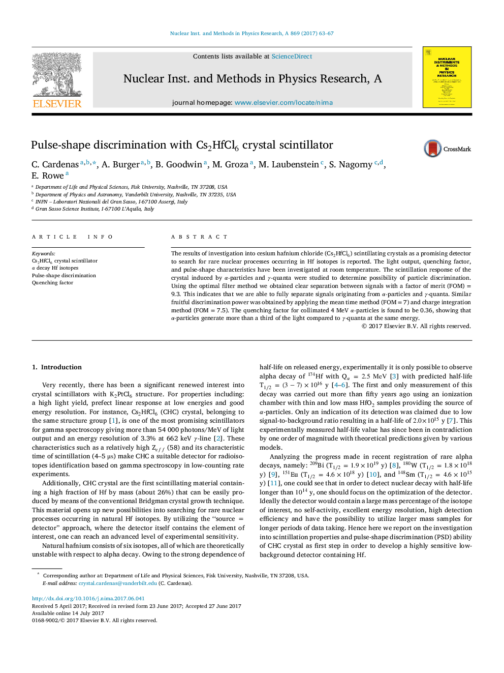 Pulse-shape discrimination with Cs2HfCl6 crystal scintillator