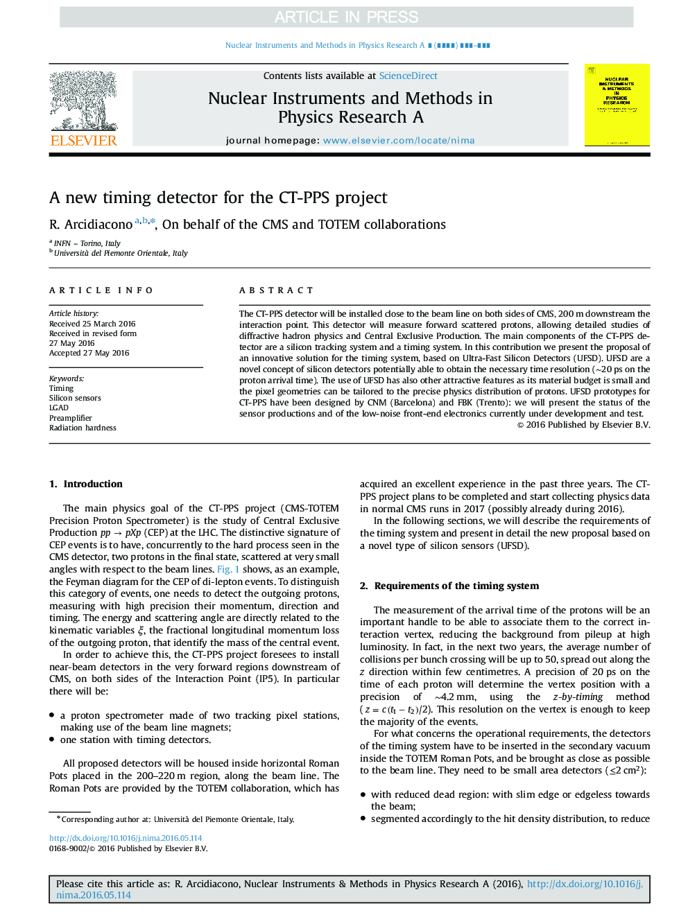 A new timing detector for the CT-PPS project