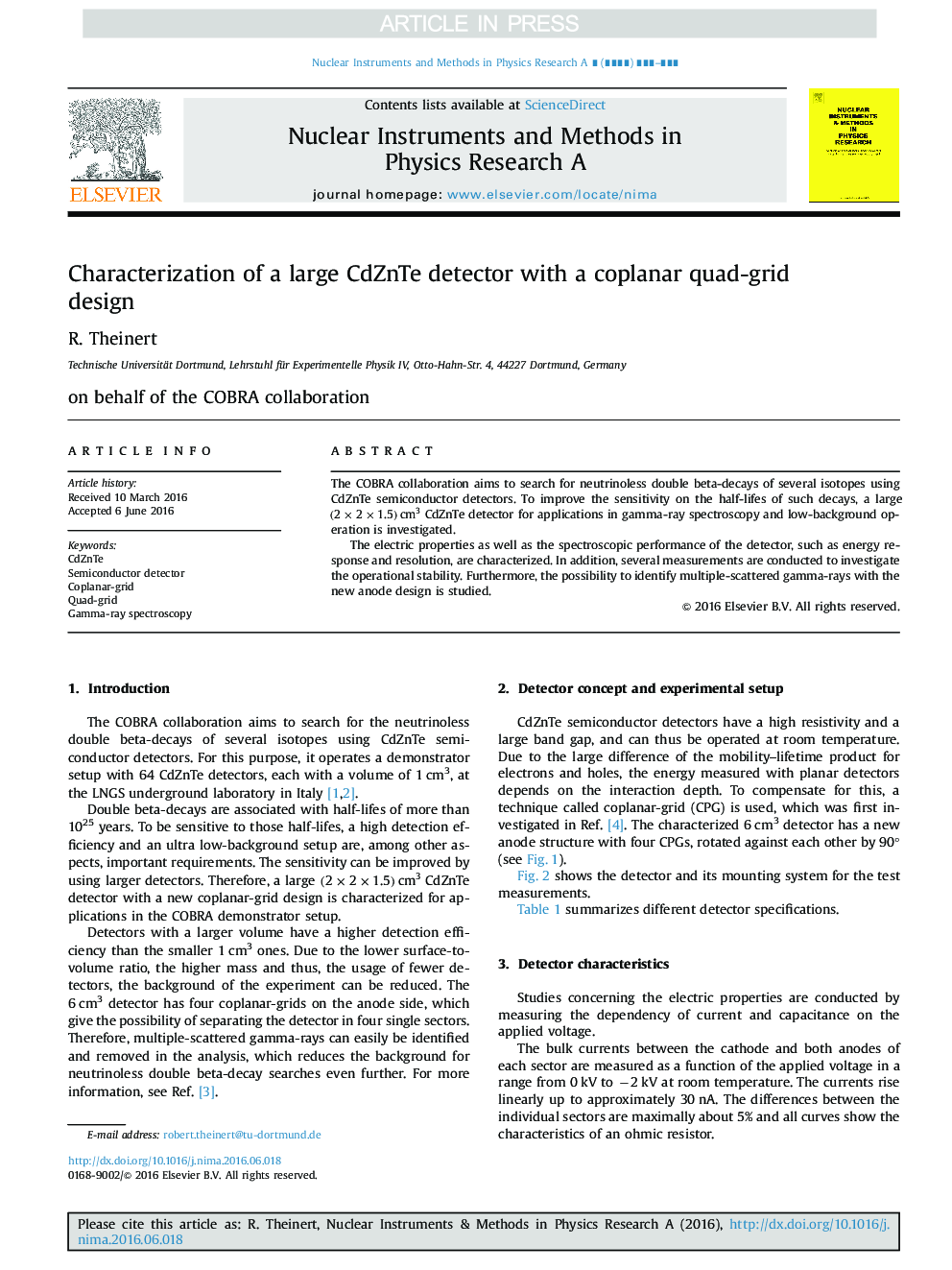 Characterization of a large CdZnTe detector with a coplanar quad-grid design