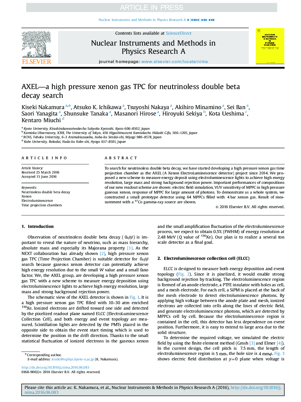 AXEL-a high pressure xenon gas TPC for neutrinoless double beta decay search