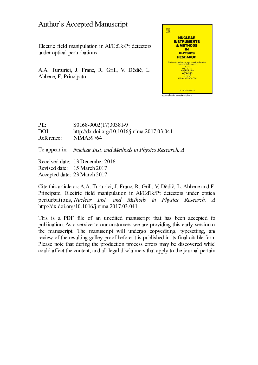 Electric field manipulation in Al/CdTe/Pt detectors under optical perturbations