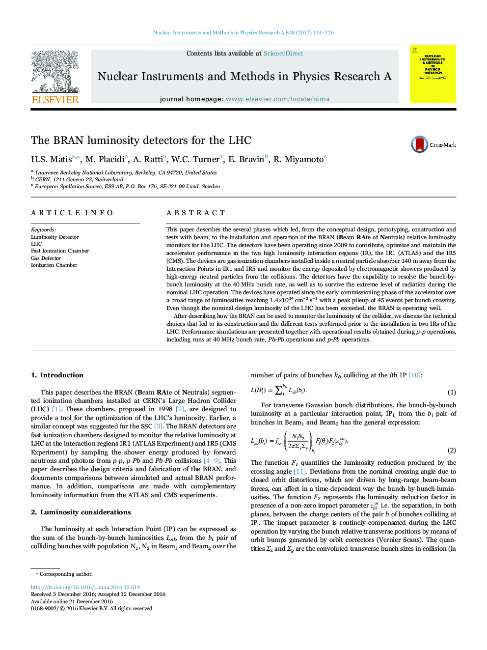 The BRAN luminosity detectors for the LHC