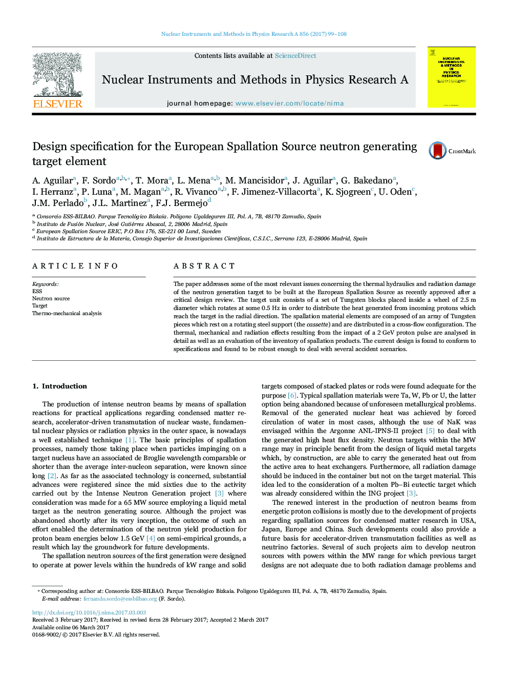 Design specification for the European Spallation Source neutron generating target element