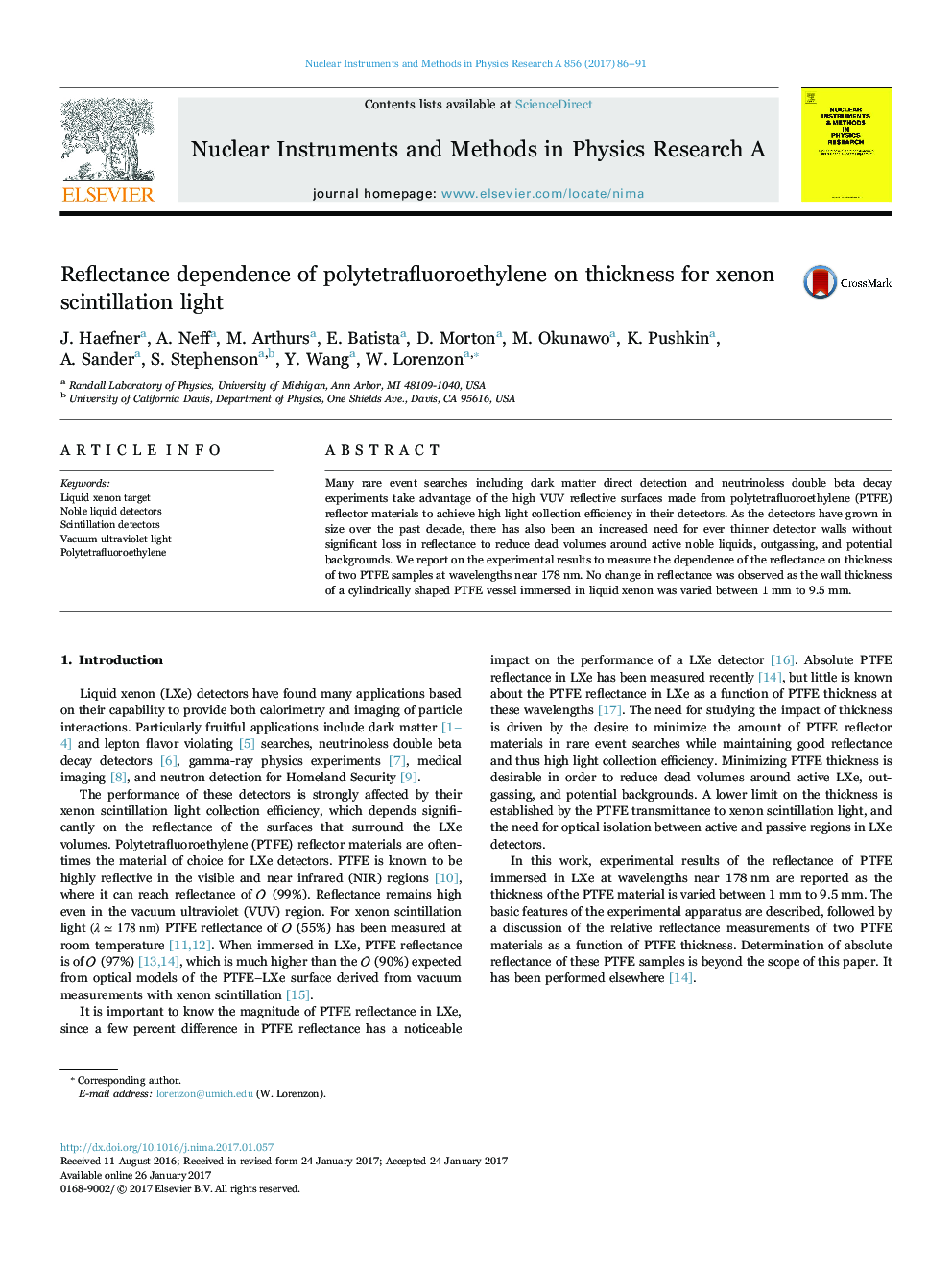 Reflectance dependence of polytetrafluoroethylene on thickness for xenon scintillation light