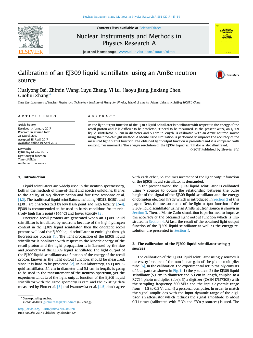 Calibration of an EJ309 liquid scintillator using an AmBe neutron source