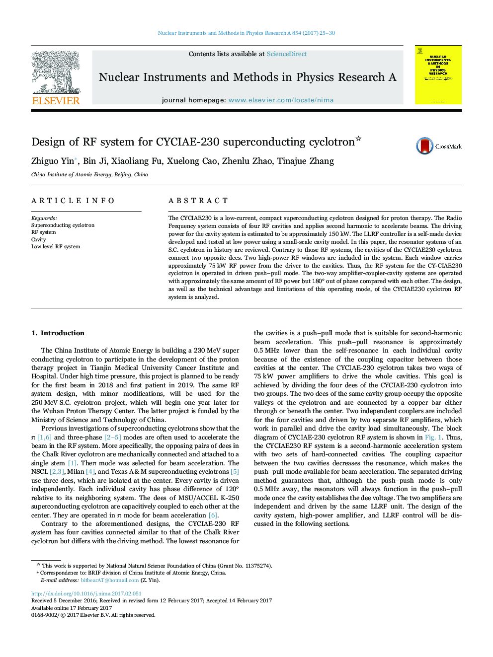 Design of RF system for CYCIAE-230 superconducting cyclotron