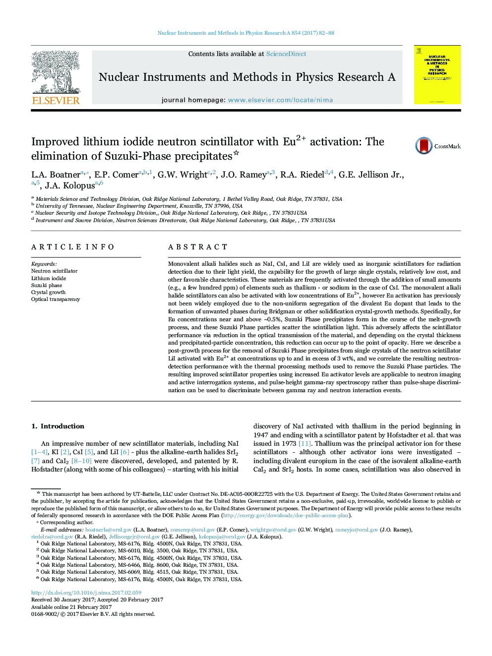 Improved lithium iodide neutron scintillator with Eu2+ activation: The elimination of Suzuki-Phase precipitates