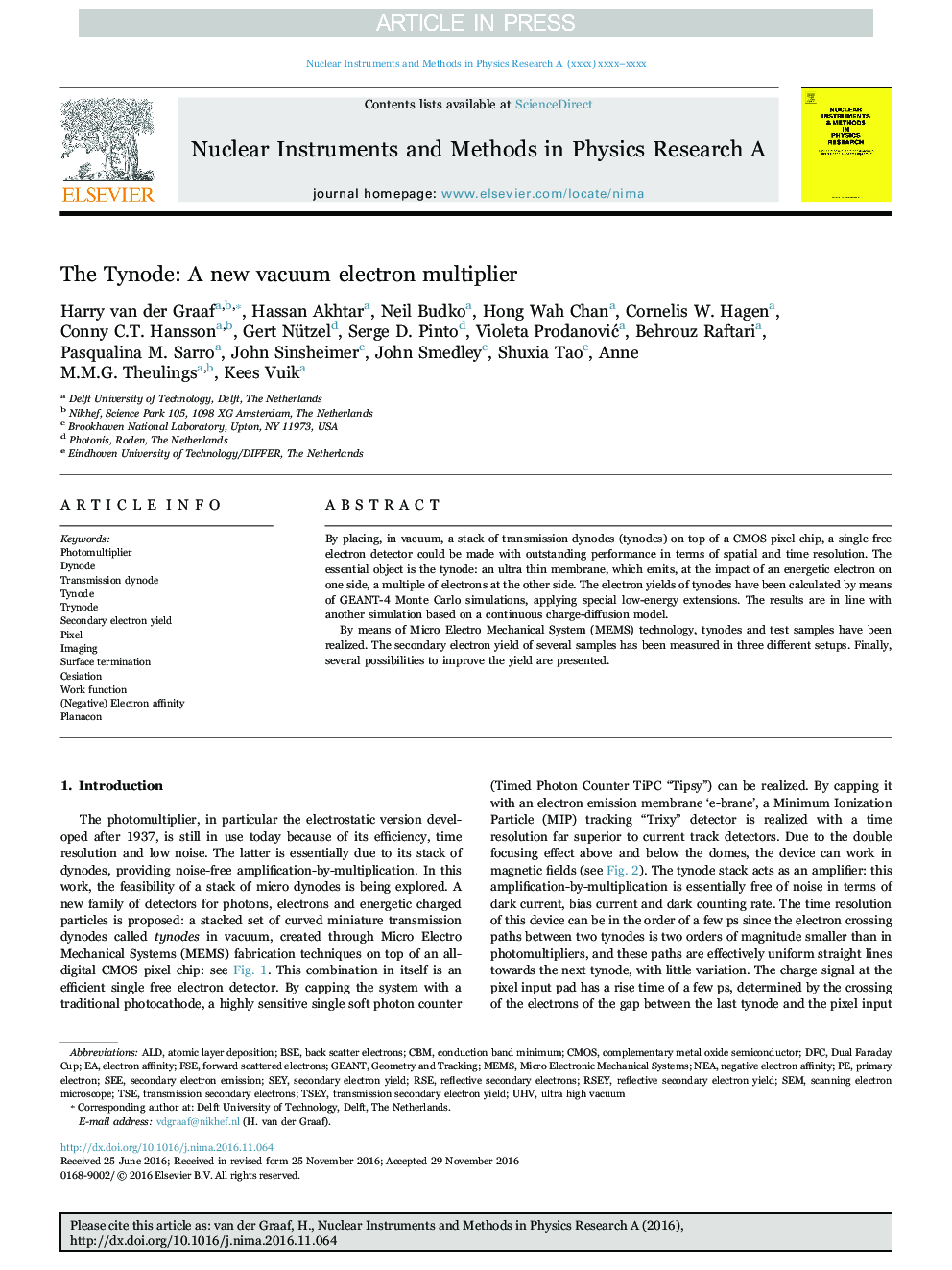 The Tynode: A new vacuum electron multiplier