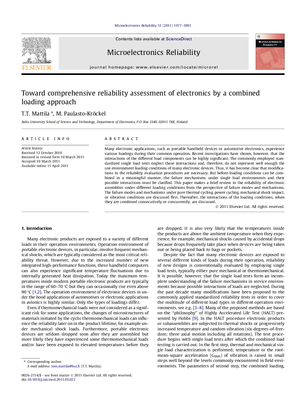 Toward comprehensive reliability assessment of electronics by a combined loading approach