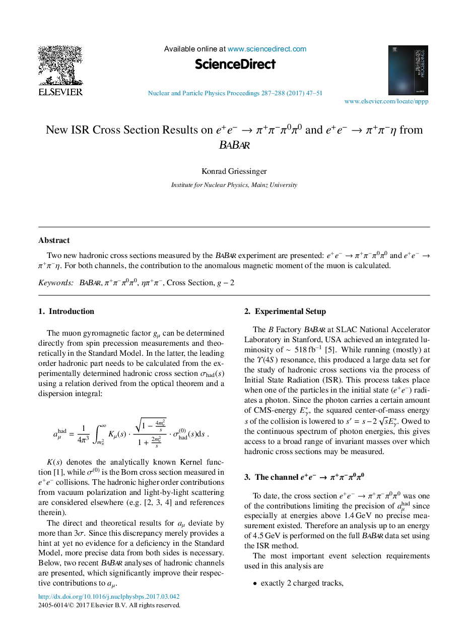 New ISR Cross Section Results on e+eâÂ âÂ Ï+ÏâÏ0Ï0 and e+eâÂ âÂ Ï+ÏâÎ· from BaBar