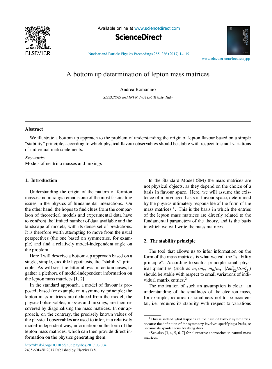 A bottom up determination of lepton mass matrices