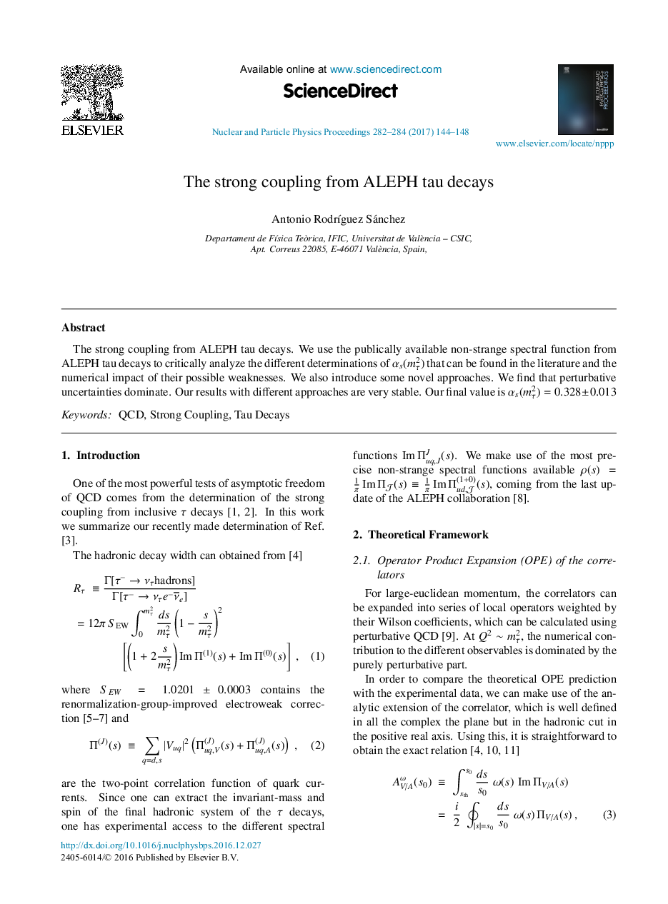 The strong coupling from ALEPH tau decays