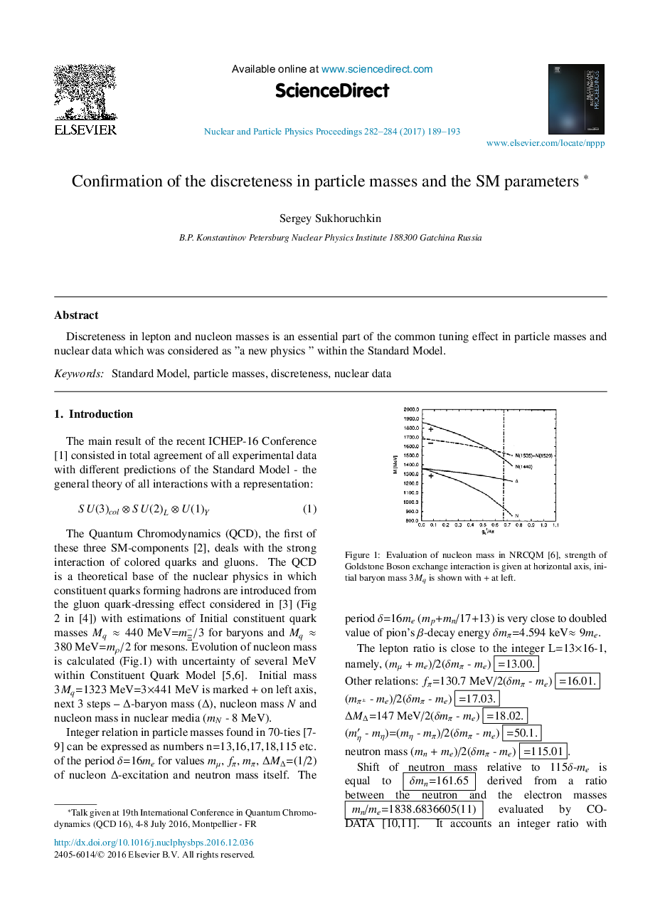 Confirmation of the discreteness in particle masses and the SM parameters