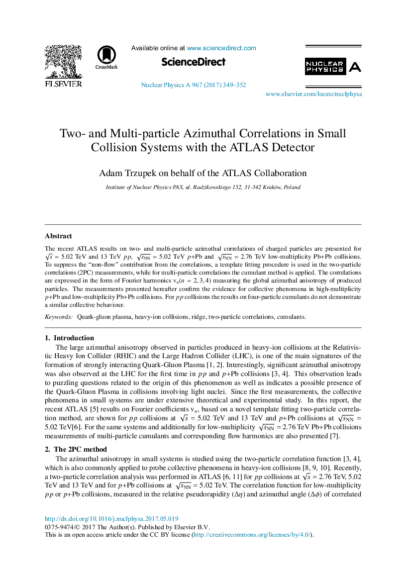 Two- and Multi-particle Azimuthal Correlations in Small Collision Systems with the ATLAS Detector