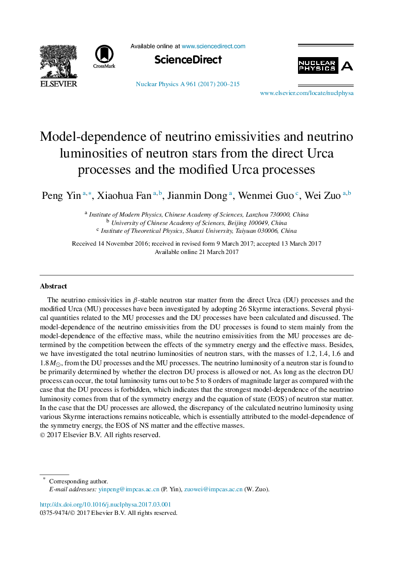 Model-dependence of neutrino emissivities and neutrino luminosities of neutron stars from the direct Urca processes and the modified Urca processes