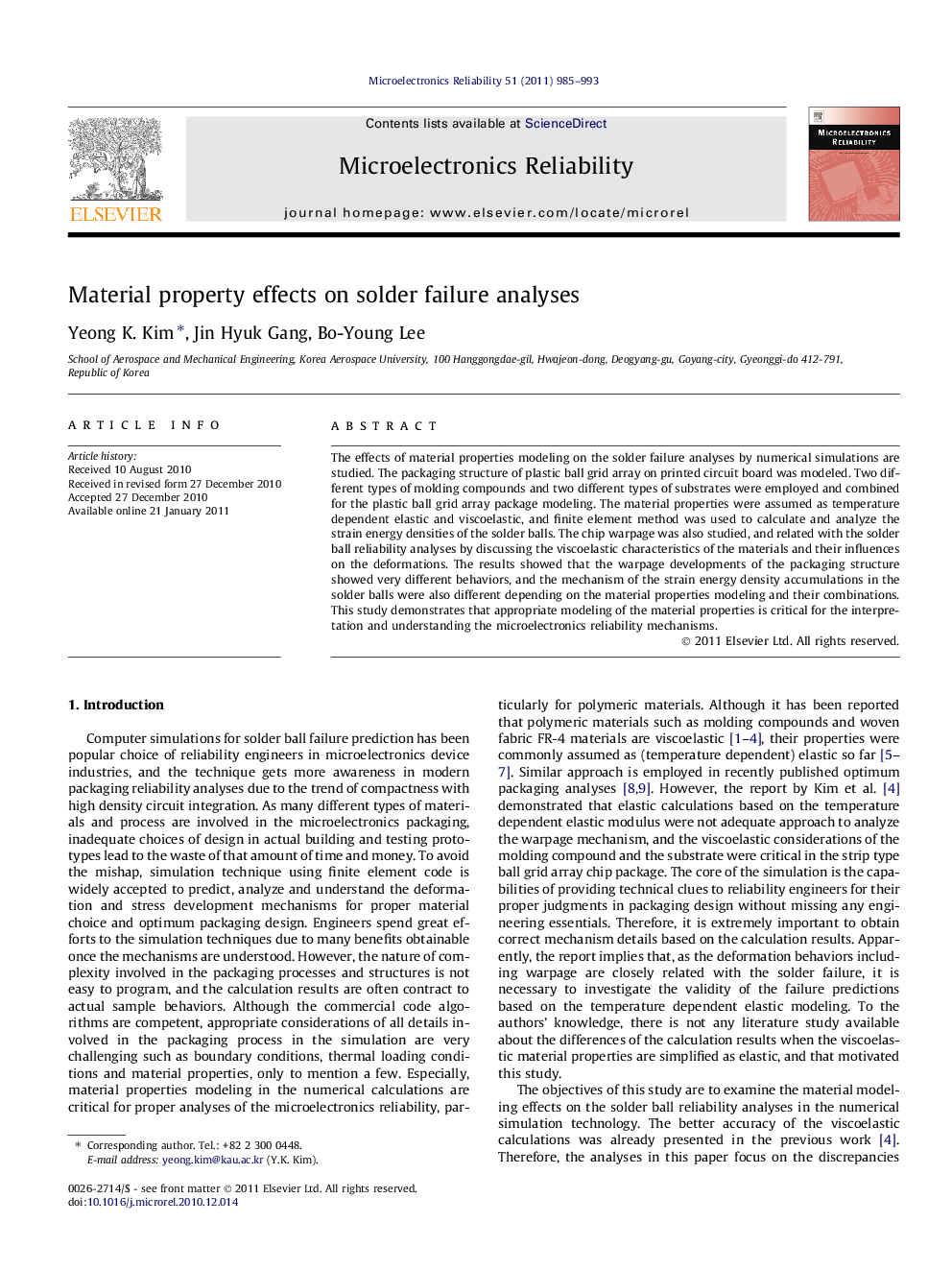 Material property effects on solder failure analyses