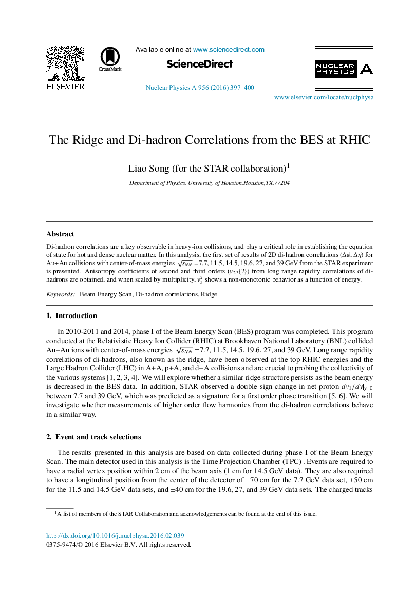 The Ridge and Di-hadron Correlations from the BES at RHIC