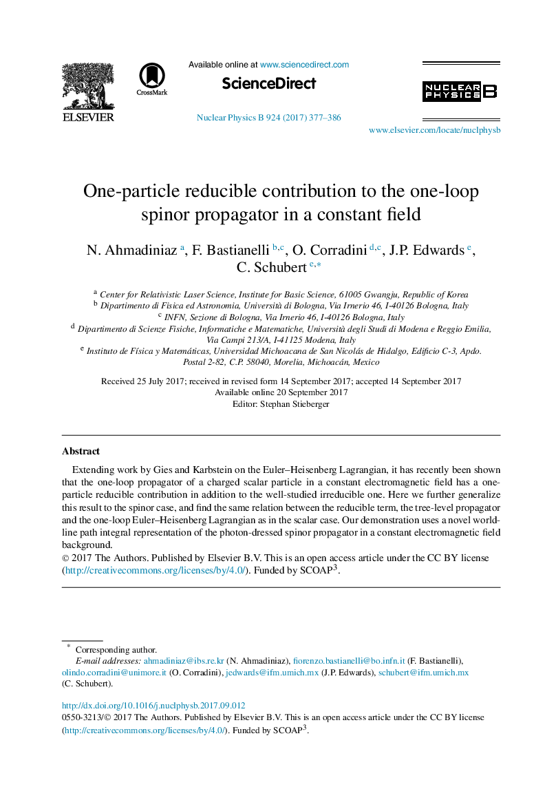 One-particle reducible contribution to the one-loop spinor propagator in a constant field
