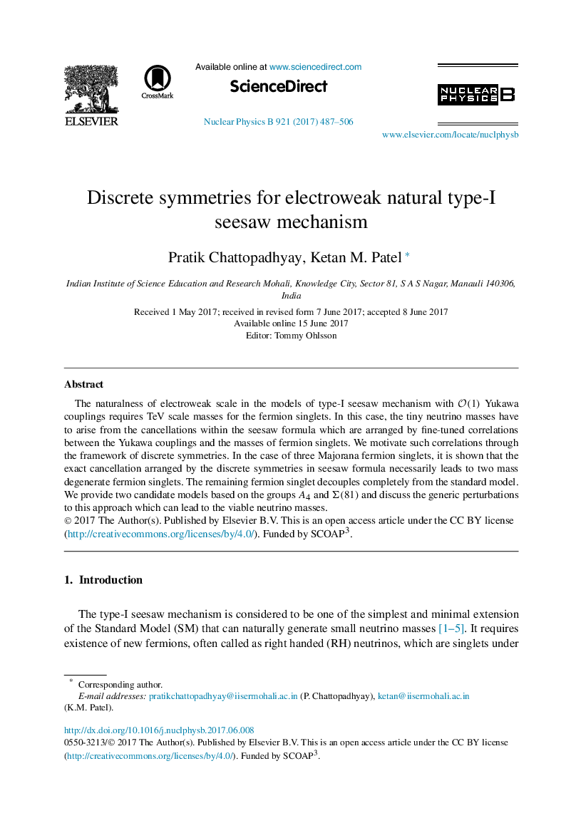 Discrete symmetries for electroweak natural type-I seesaw mechanism