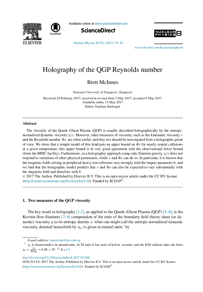 Holography of the QGP Reynolds number