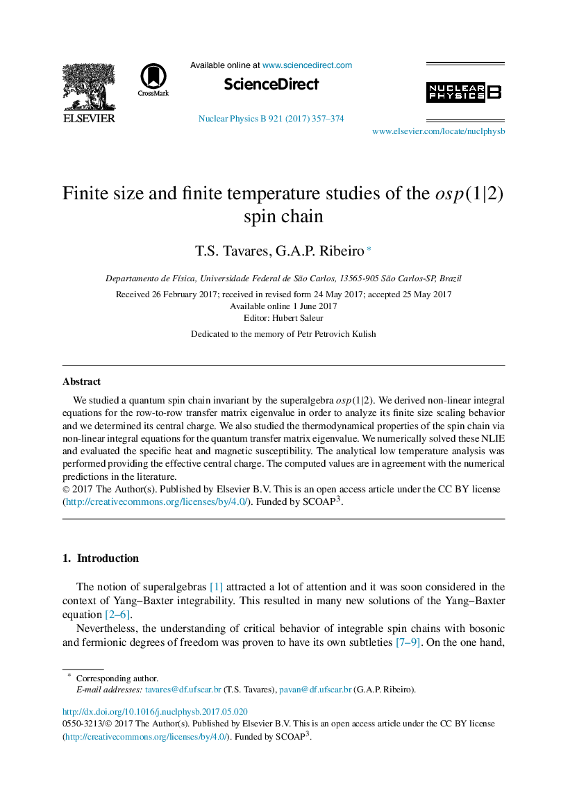 Finite size and finite temperature studies of the osp(1|2) spin chain