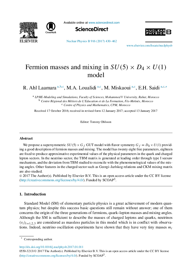 Fermion masses and mixing in SU(5)ÃD4Â ÃÂ U(1) model