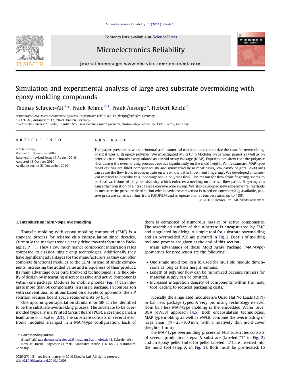 Simulation and experimental analysis of large area substrate overmolding with epoxy molding compounds