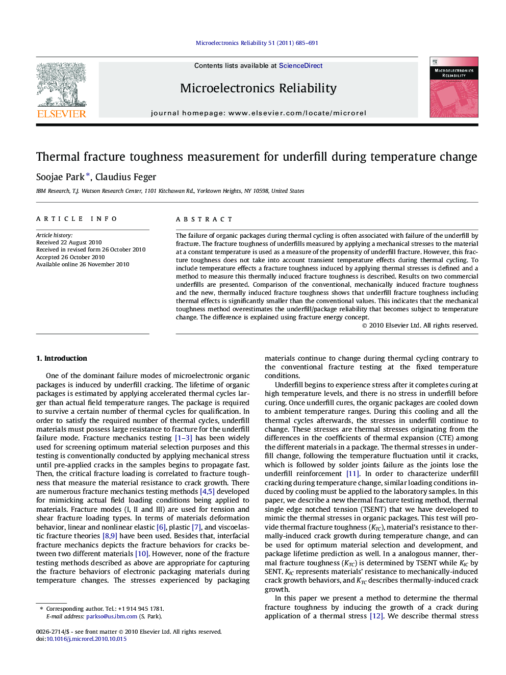 Thermal fracture toughness measurement for underfill during temperature change