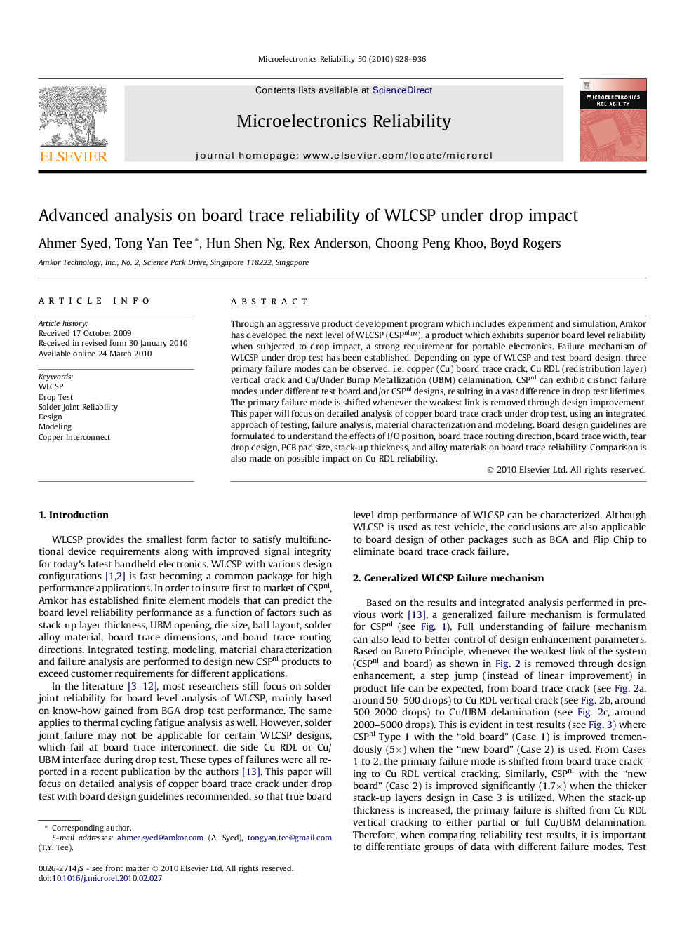 Advanced analysis on board trace reliability of WLCSP under drop impact