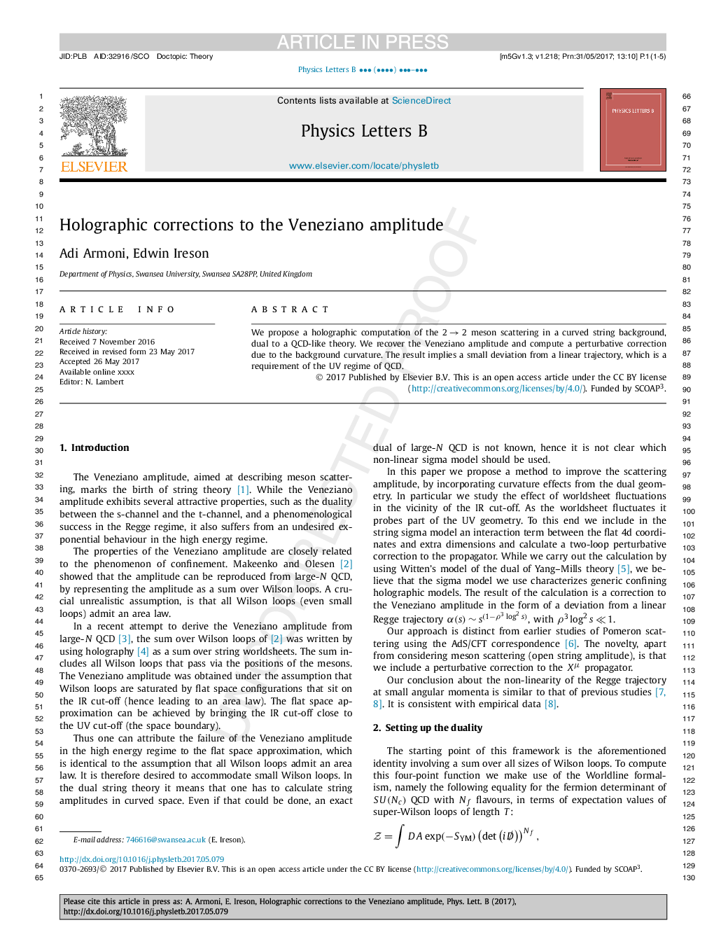 Holographic corrections to the Veneziano amplitude