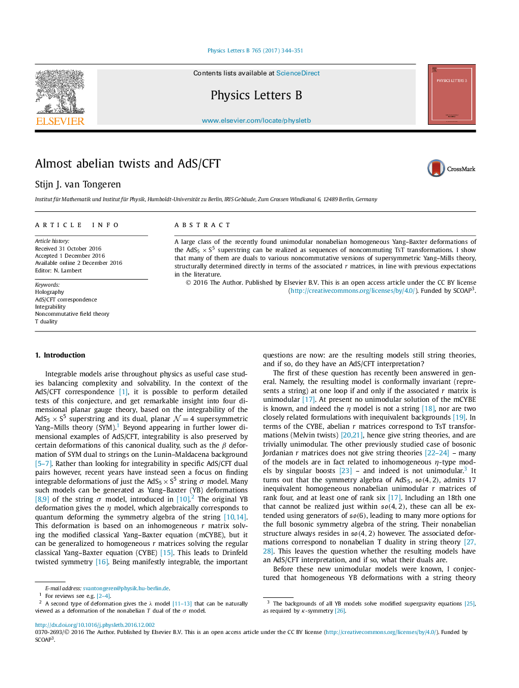 Almost abelian twists and AdS/CFT