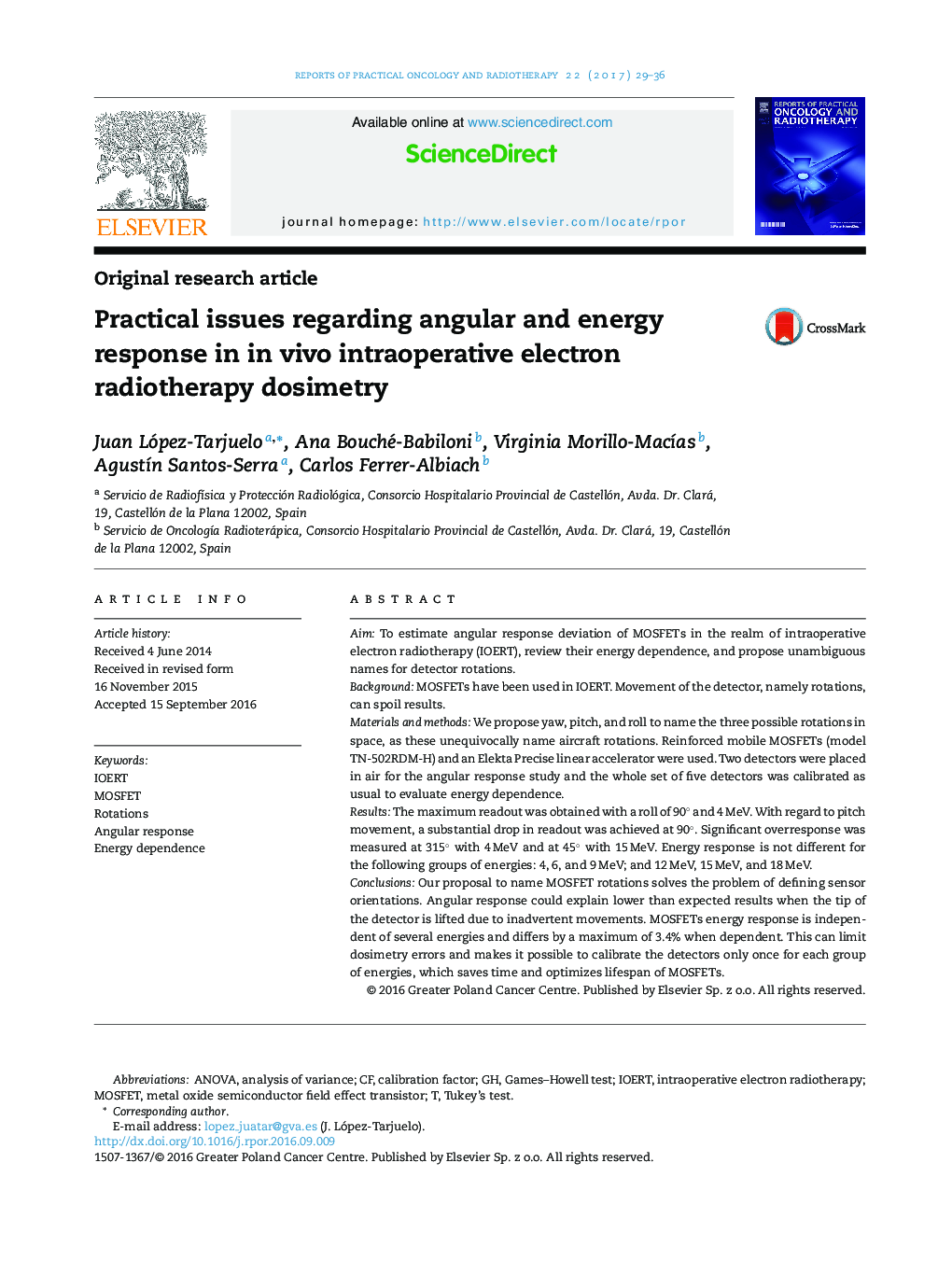 Practical issues regarding angular and energy response in in vivo intraoperative electron radiotherapy dosimetry