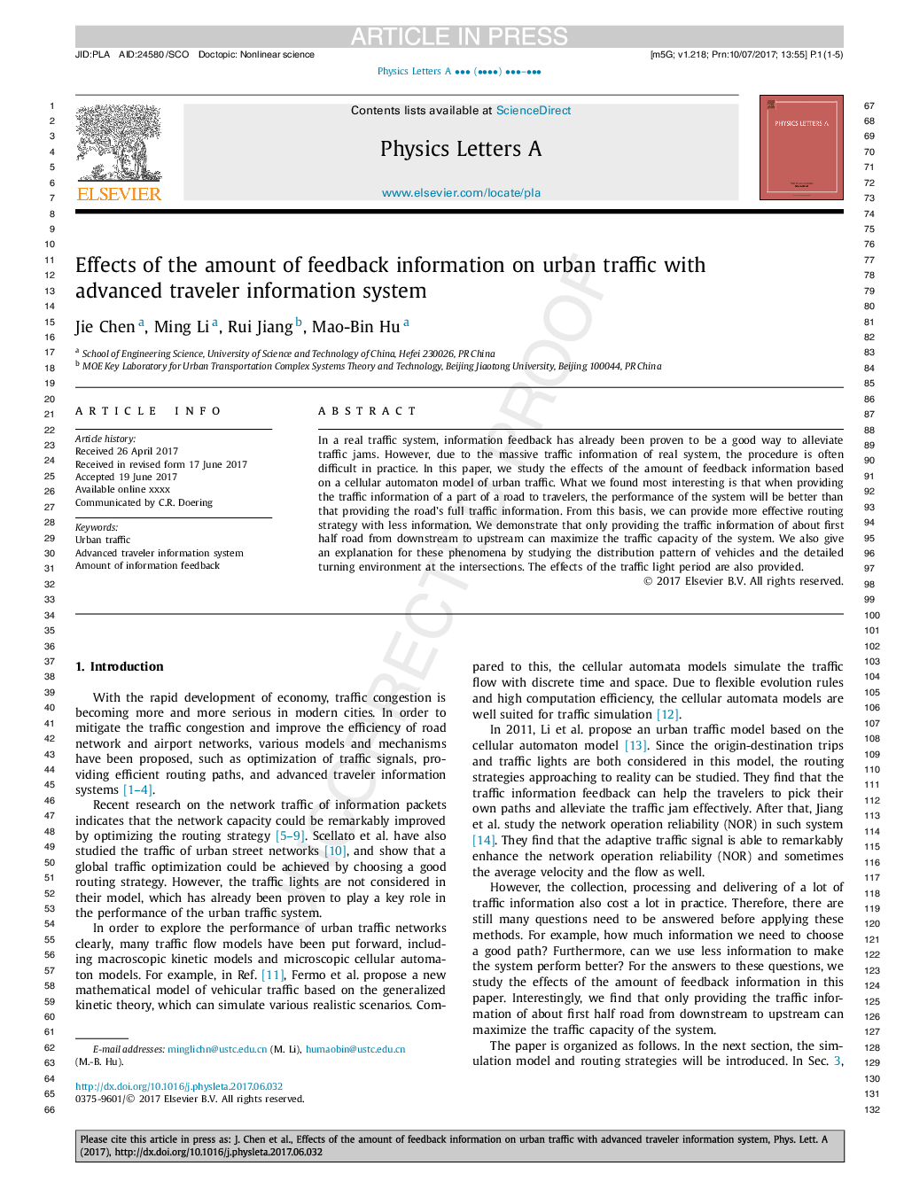 Effects of the amount of feedback information on urban traffic with advanced traveler information system