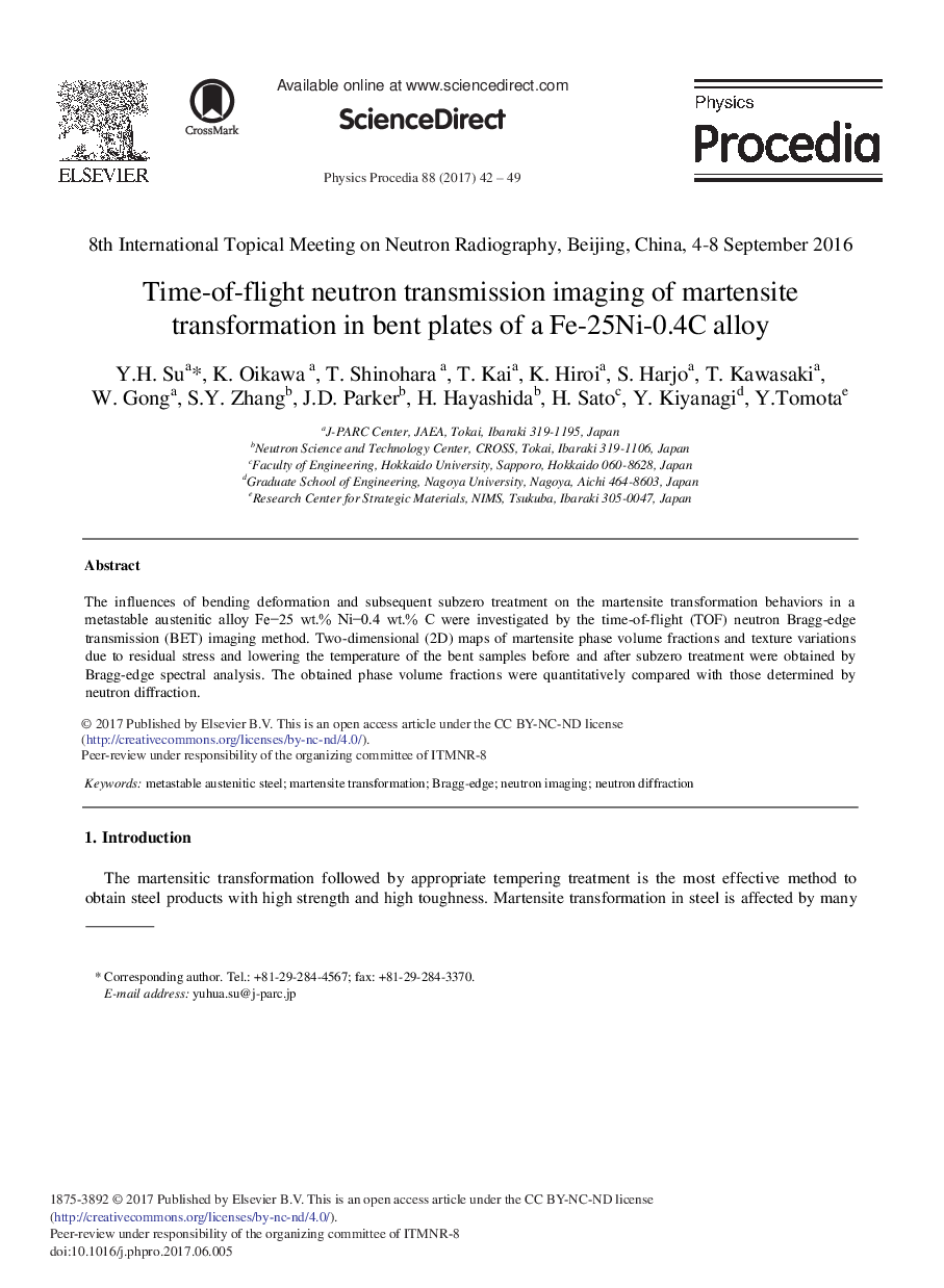 Time-of-flight Neutron Transmission Imaging of Martensite Transformation in Bent Plates of a Fe-25Ni-0.4C Alloy