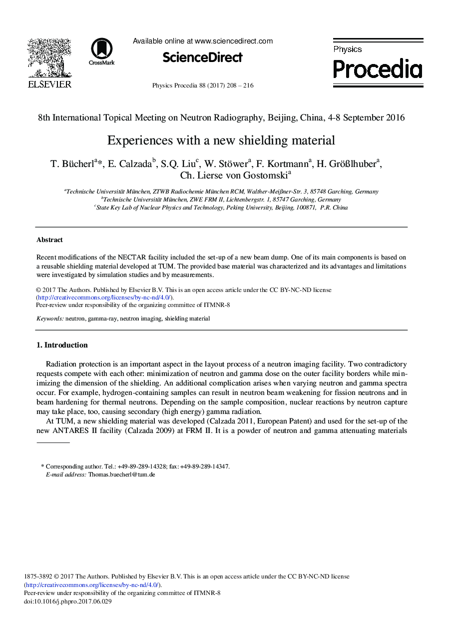 Experiences with a New Shielding Material