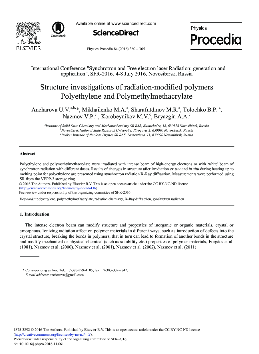 Structure Investigations of Radiation-modified Polymers Polyethylene and Polymethylmethacrylate