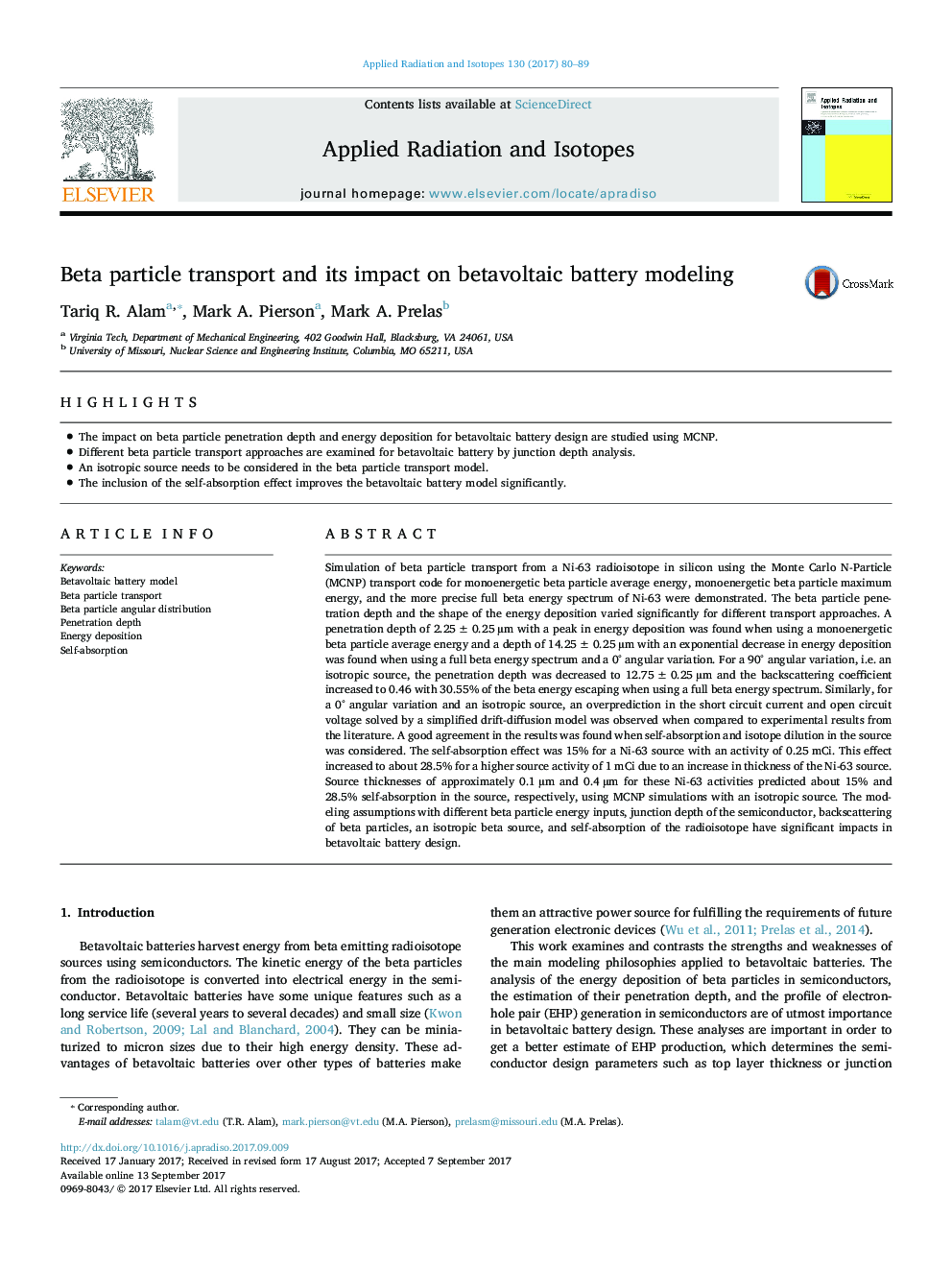 Beta particle transport and its impact on betavoltaic battery modeling