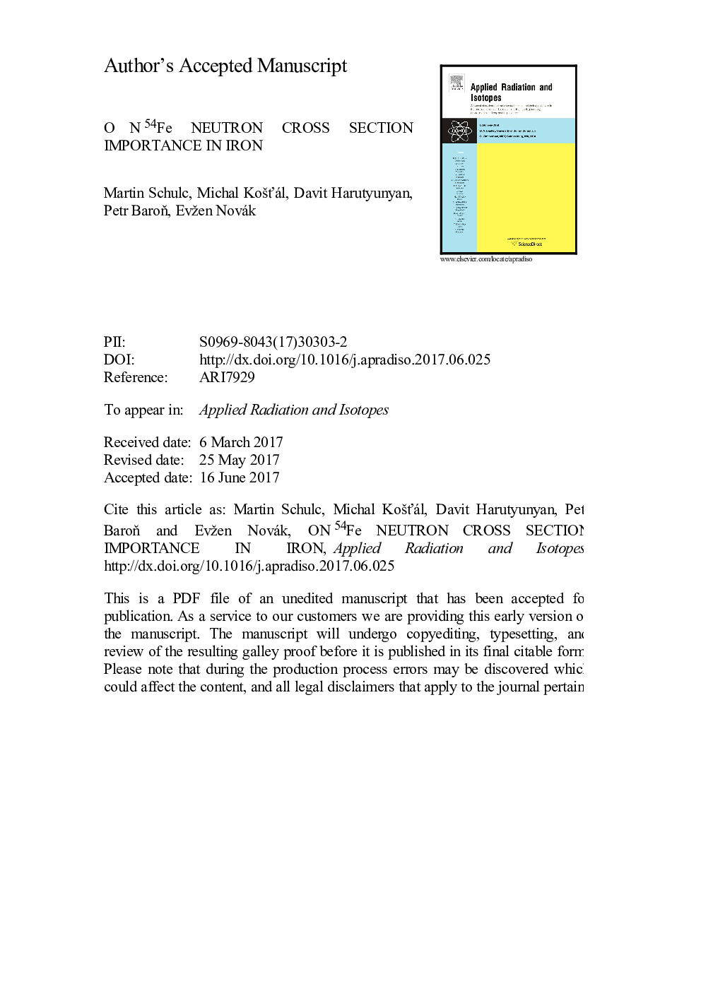 On 54Fe neutron cross section importance in iron