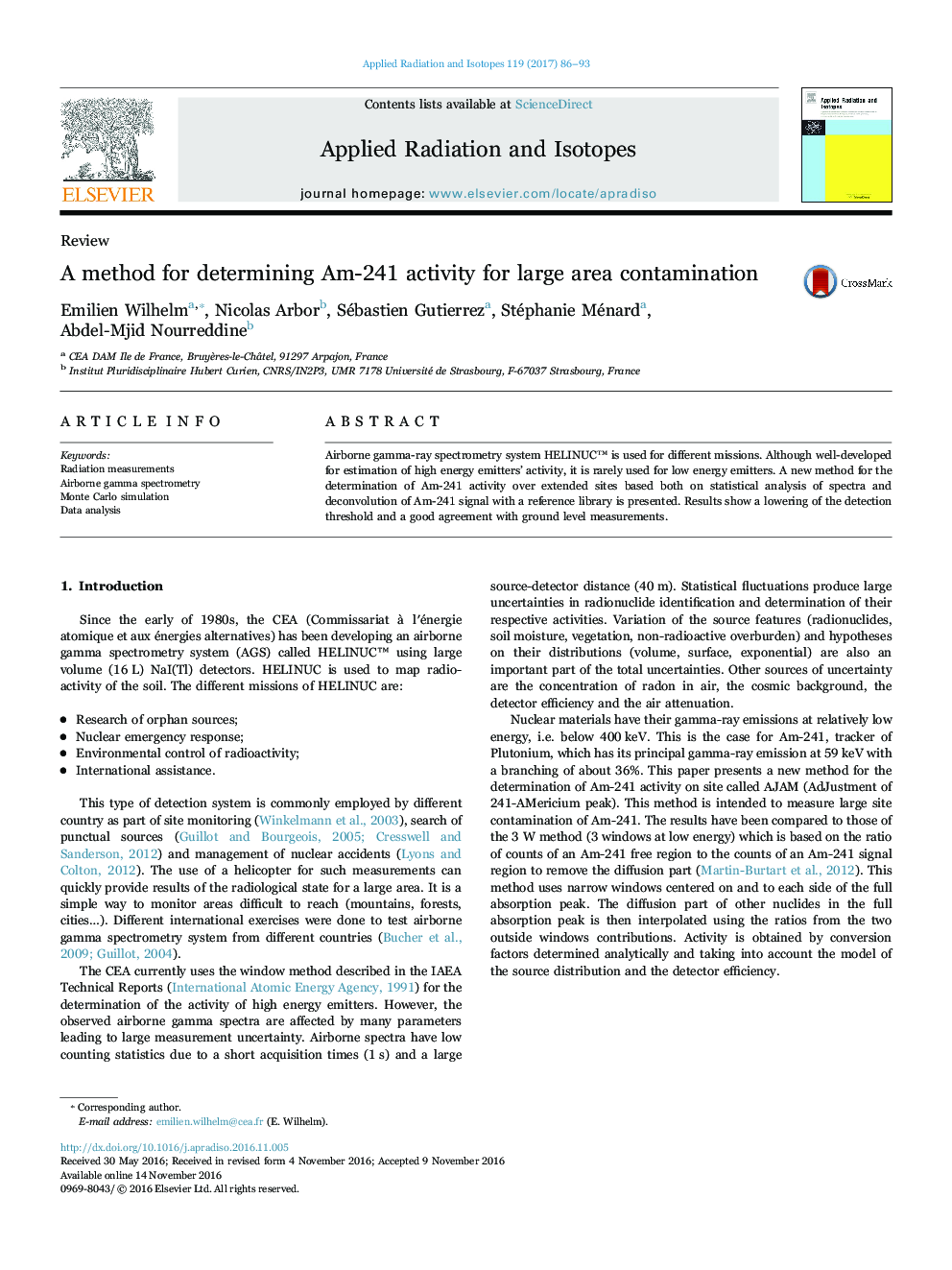 A method for determining Am-241 activity for large area contamination