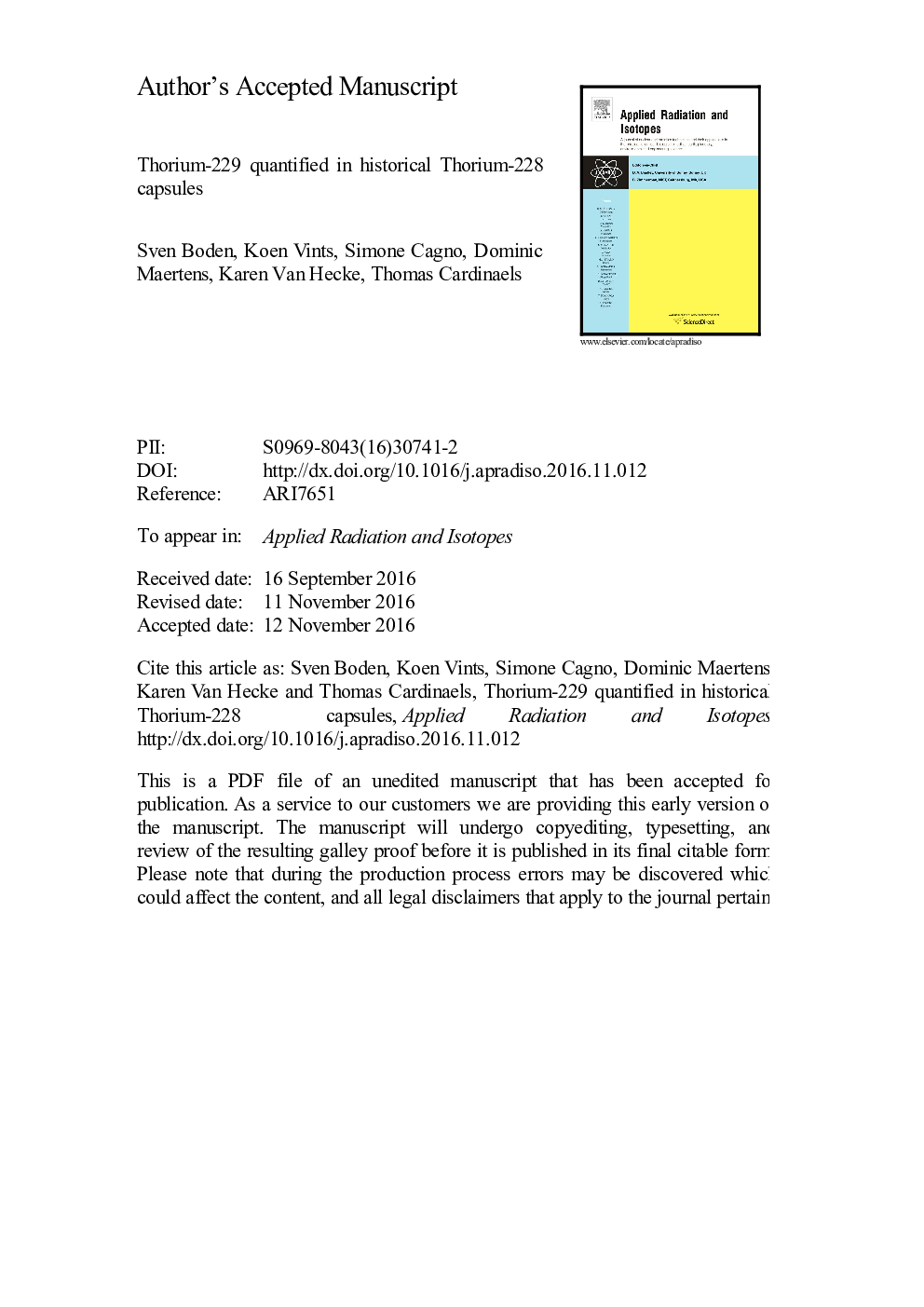 Thorium-229 quantified in historical Thorium-228 capsules