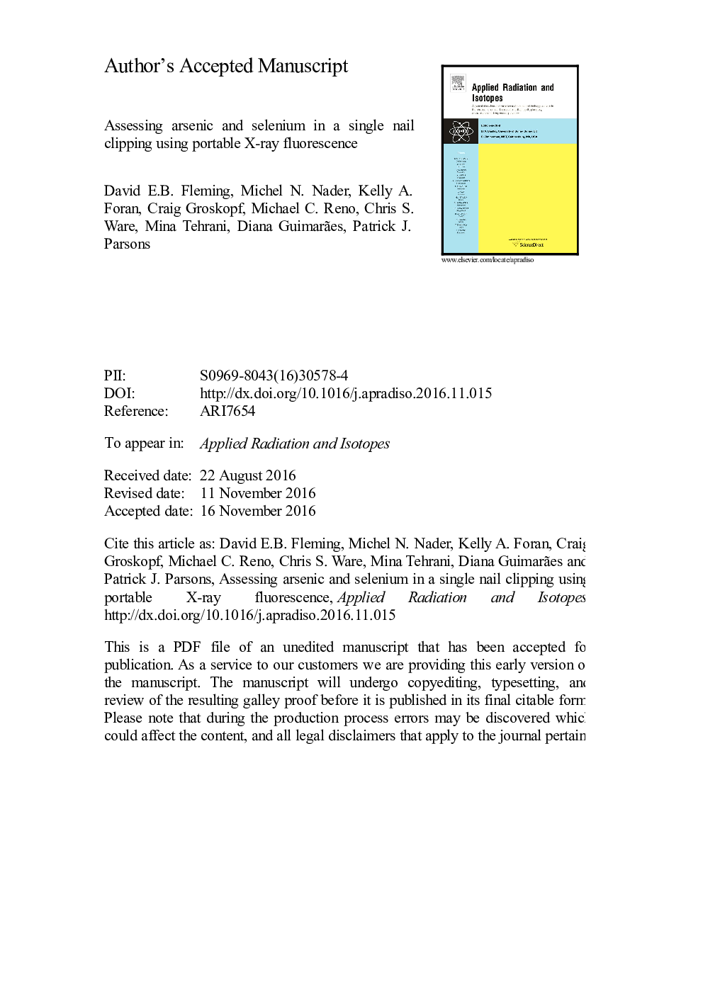 Assessing arsenic and selenium in a single nail clipping using portable X-ray fluorescence