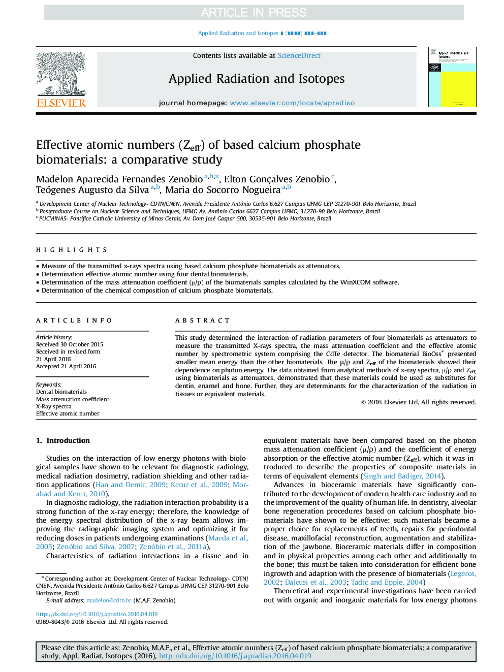 Effective atomic numbers (Zeff) of based calcium phosphate biomaterials: a comparative study