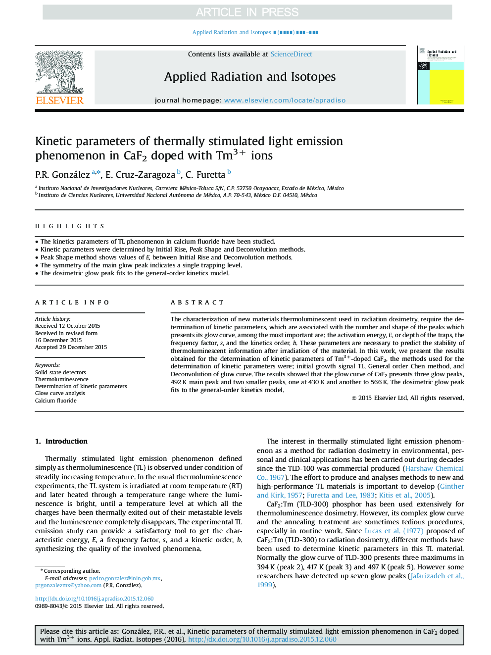 Kinetic parameters of thermally stimulated light emission phenomenon in CaF2 doped with Tm3+ ions