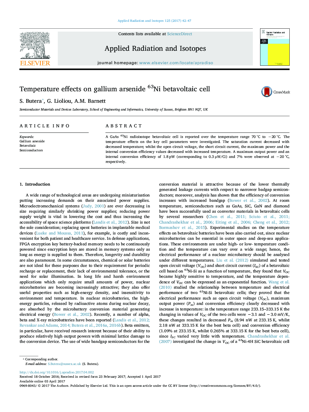 Temperature effects on gallium arsenide 63Ni betavoltaic cell