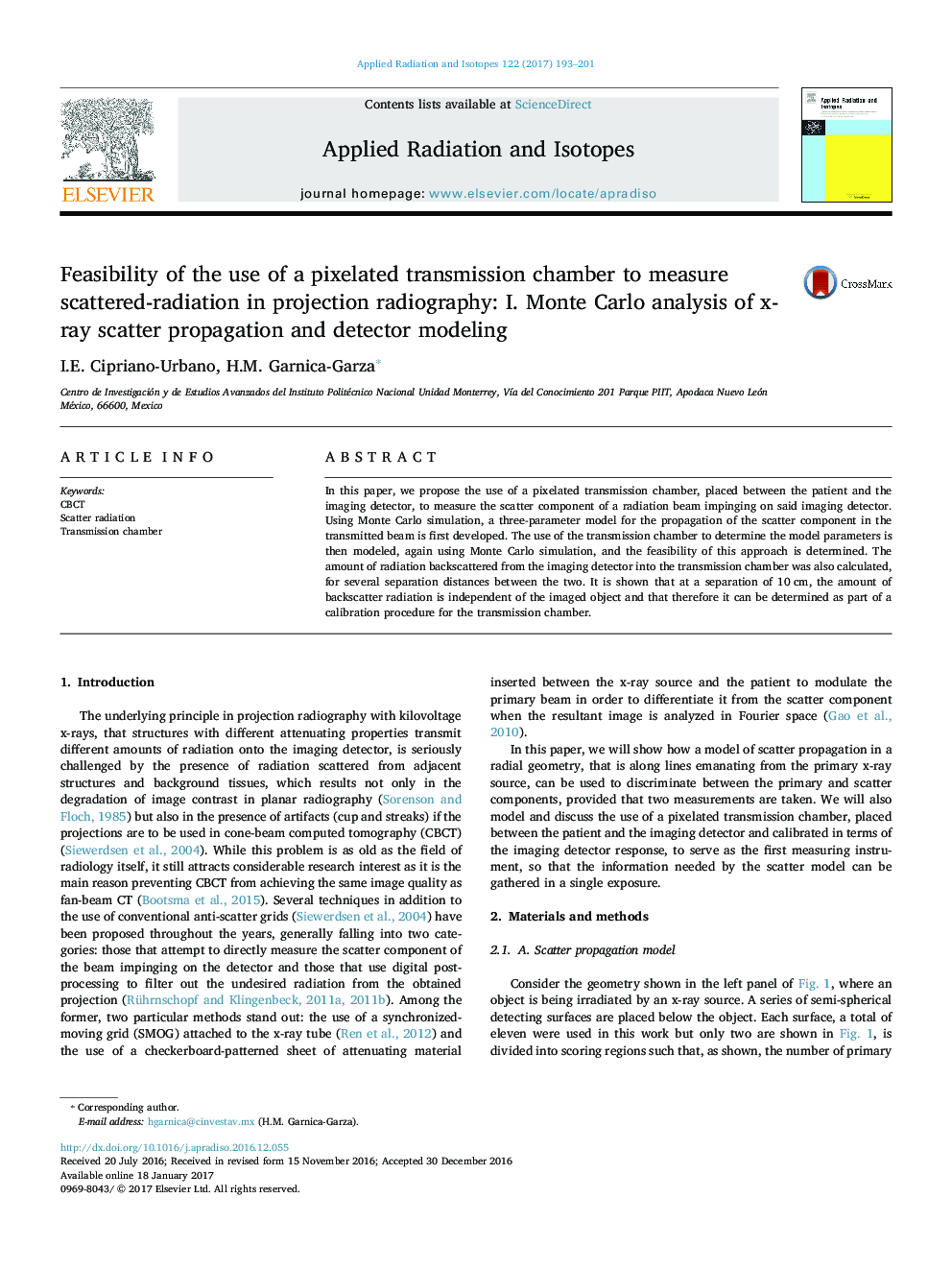 Feasibility of the use of a pixelated transmission chamber to measure scattered-radiation in projection radiography: I. Monte Carlo analysis of x-ray scatter propagation and detector modeling