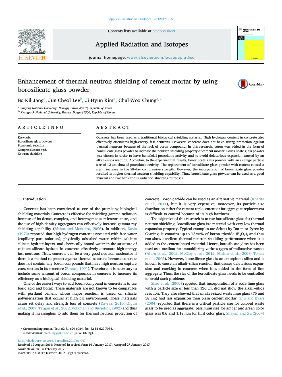 Enhancement of thermal neutron shielding of cement mortar by using borosilicate glass powder